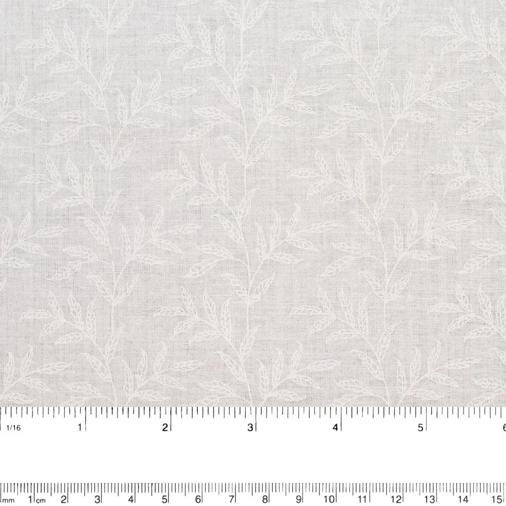 Stacey Lacquer Cotton print - Leafs - White