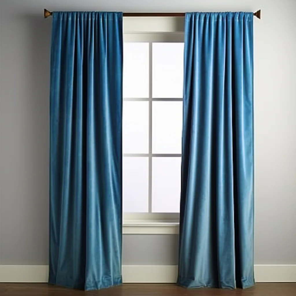 Steel Blue Velvet Blackout Rod Pocket Curtain - Custom Sizes and Colours