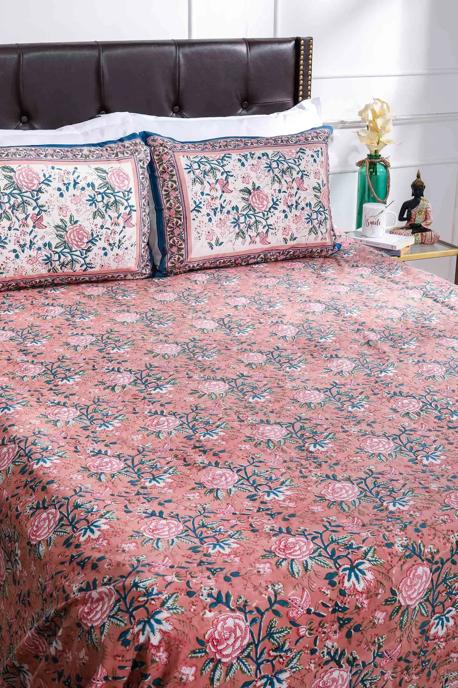 Sunderban Rose Cotton Percale Bedsheet