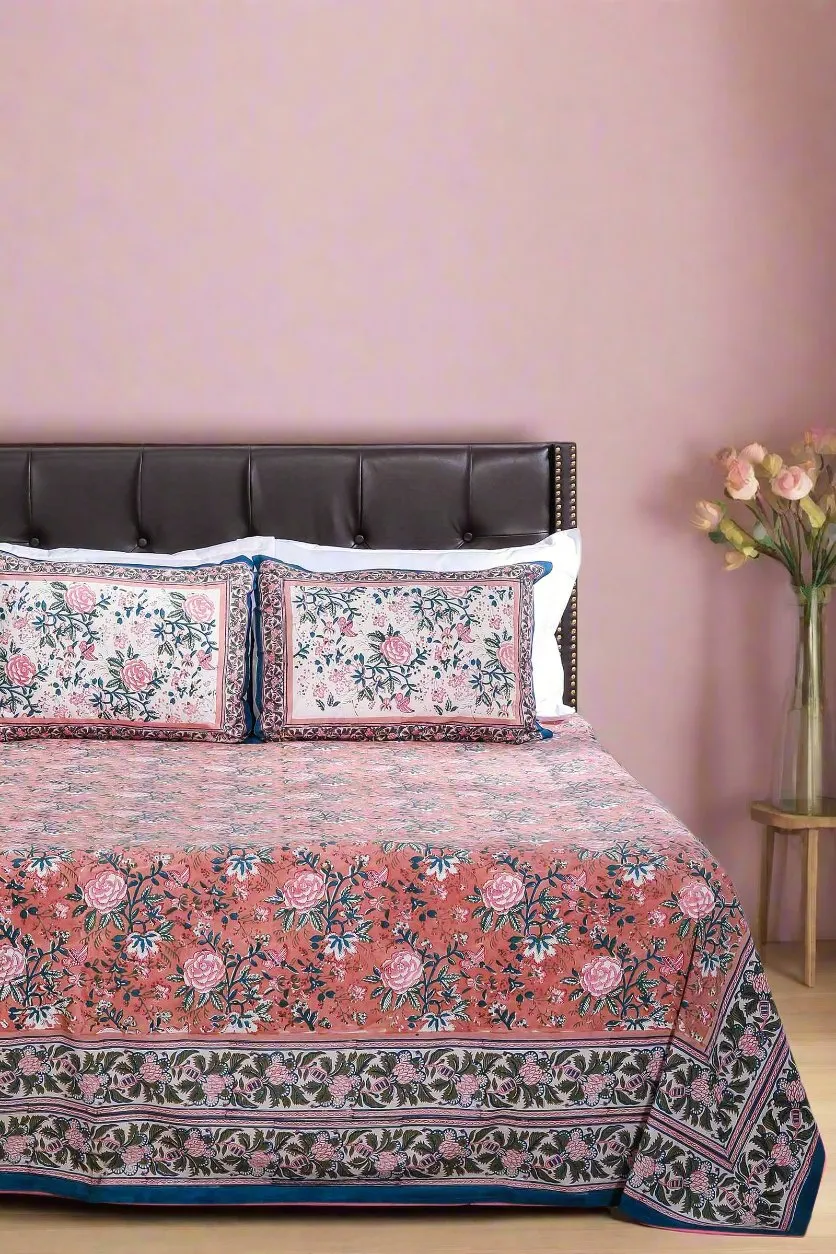 Sunderban Rose Cotton Percale Bedsheet