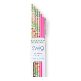 Swig | Cookie Jar   Pink Reusable Straw Set