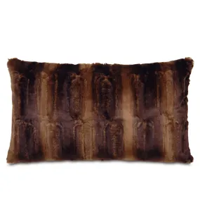 Sydney Faux Fur Lumbar Accent Pillow Cover in Chocolate 15x26