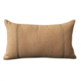 Tan Herringbone Border Trim Lumbar Pillow Cover 13x22