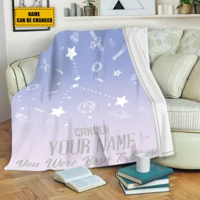 Teesdily | Cancer Customized Fleece Blanket Constellation Blanket You Were Born To Shine Fleece Personalized Name Zodiac Blankets Astrology Gifts