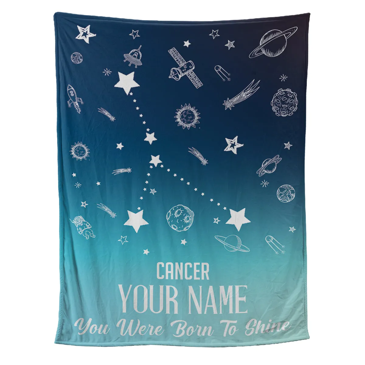 Teesdily | Cancer Customized Fleece Blanket Constellation Blanket You Were Born To Shine Fleece Personalized Name Zodiac Blankets Astrology Gifts