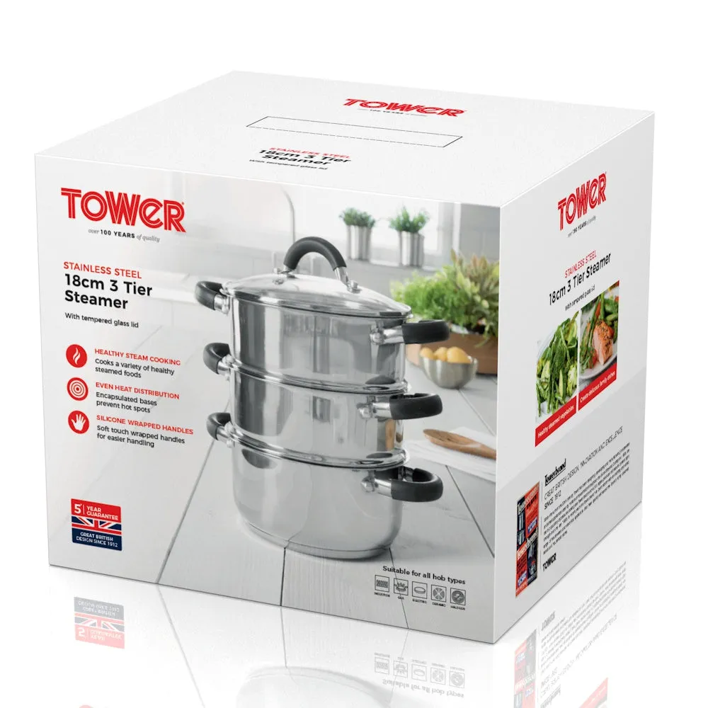 Tower Steamer 3 Tier 18cm  - Steel