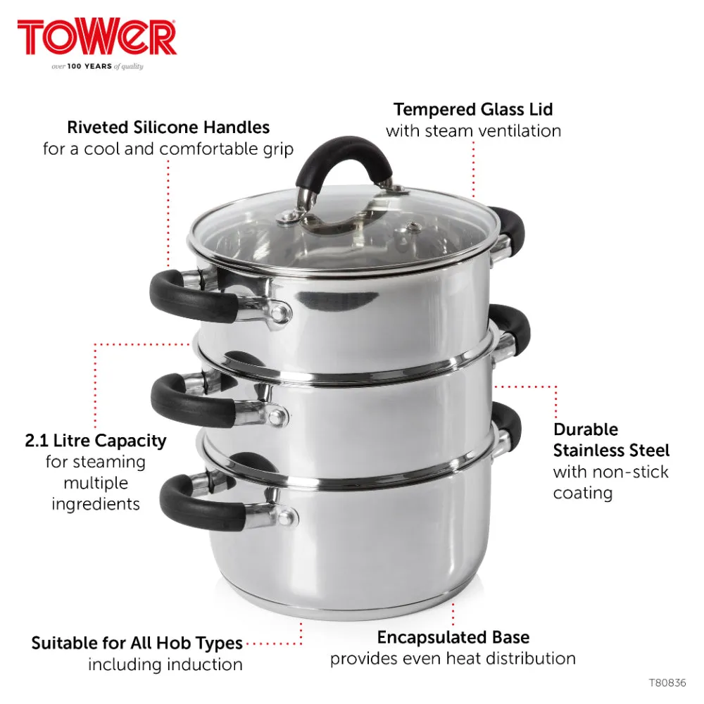 Tower Steamer 3 Tier 18cm  - Steel