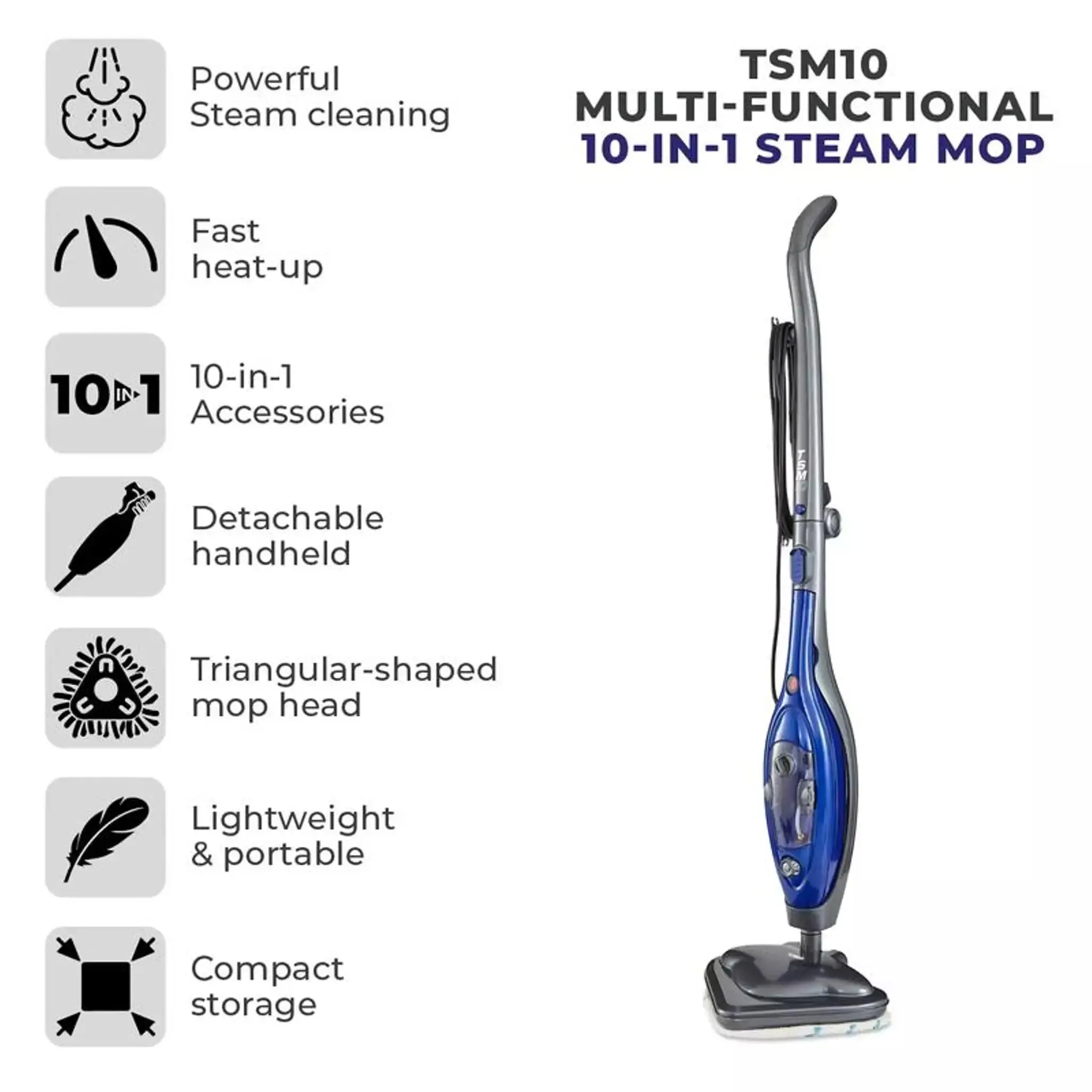 Tower T534000 stick vacuum/electric broom 2-in-1 stick vacuum AC Dry Bagless 1300 W Blue