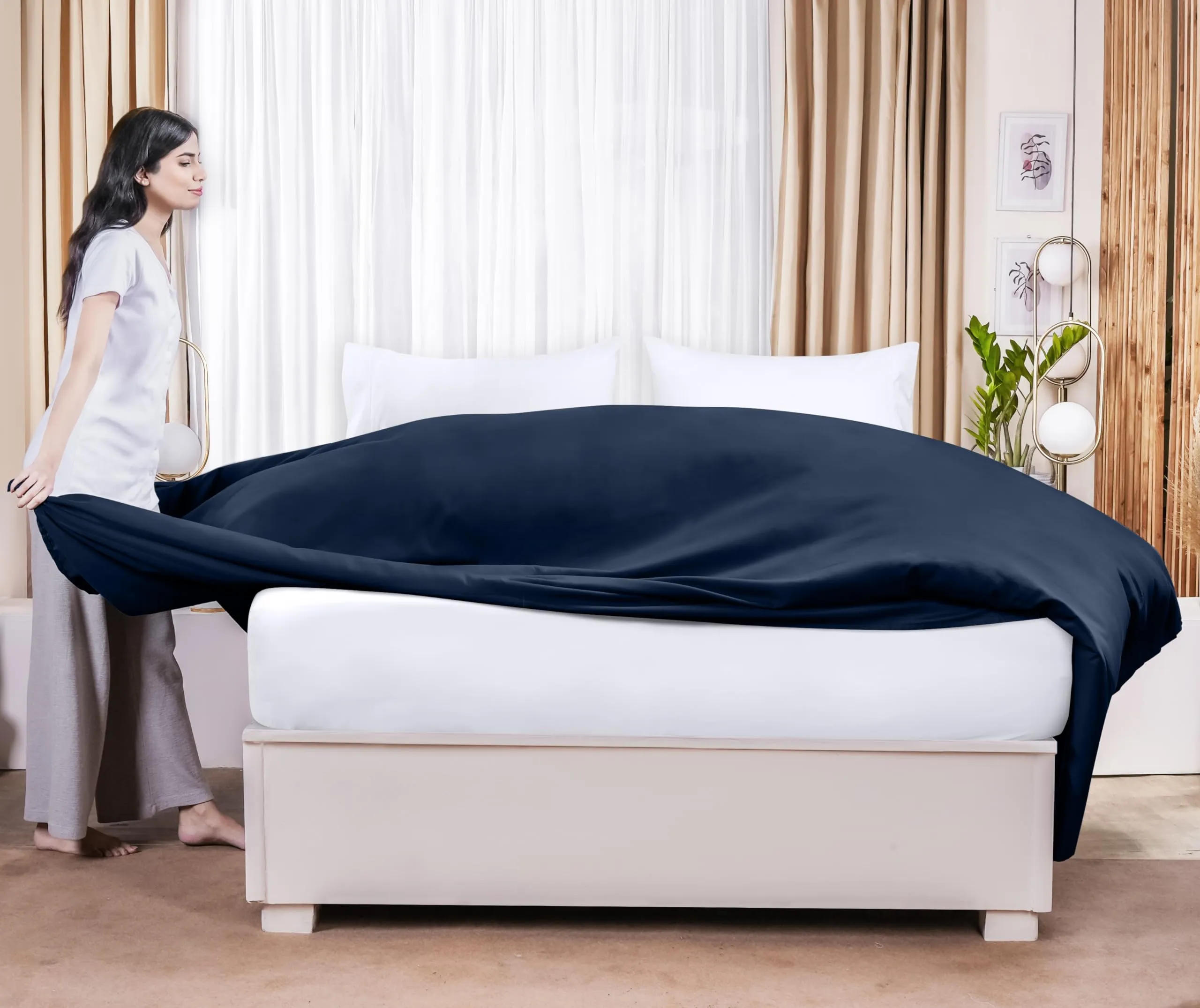 Utopia Bedding Flat Sheets (Queen, Navy)