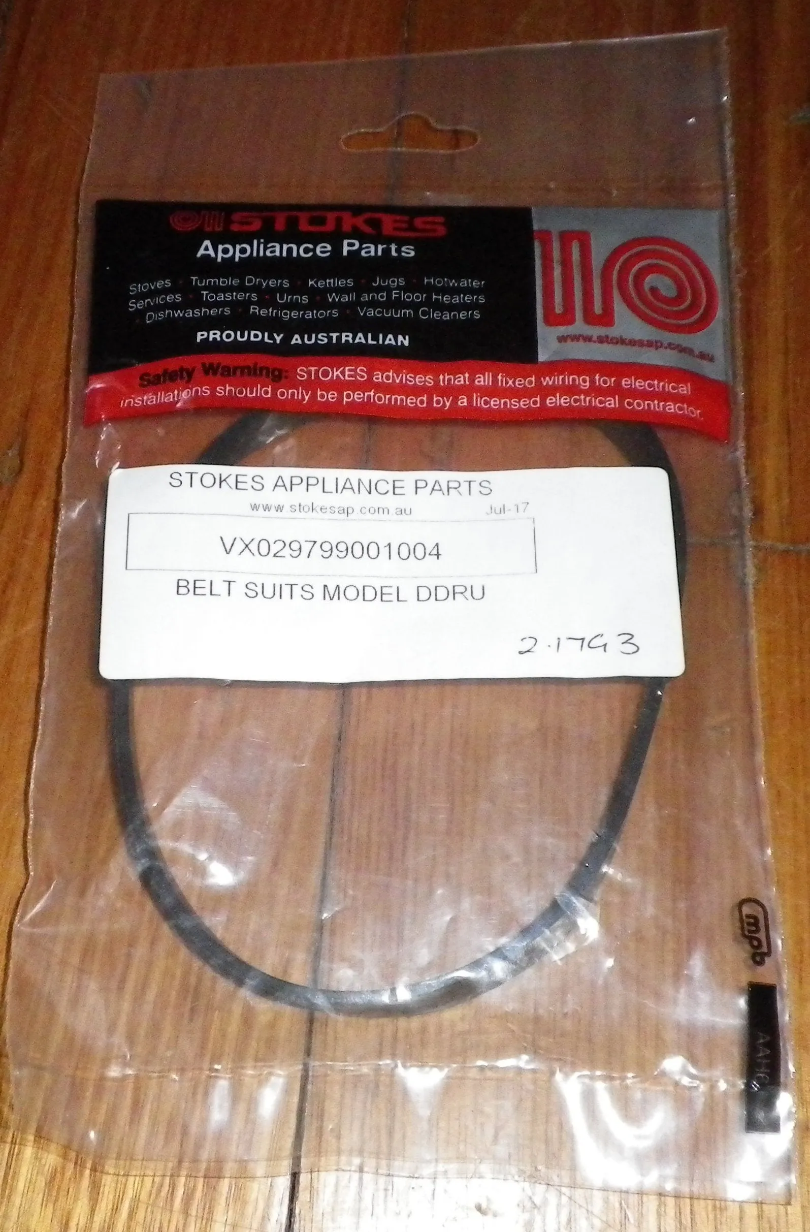 Vax VX8 Upright Vacuum Cleaner Agitator Drive Belt - Part # VX029799001004