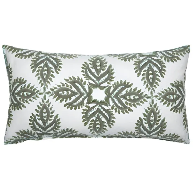 Verdin Dark Sage Bolster Pillow by John Robshaw