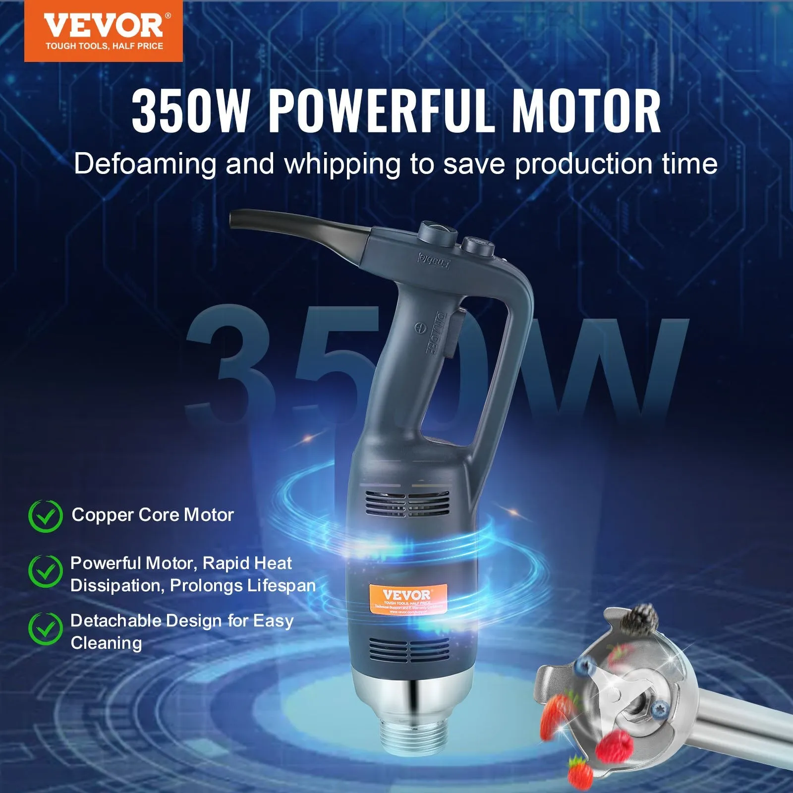 Vevor Commercial Immersion Blender Heavy Duty Hand Mixer 350W New