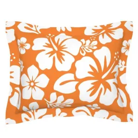 White and Orange Hibiscus Hawaiian Flowers Pillow Sham