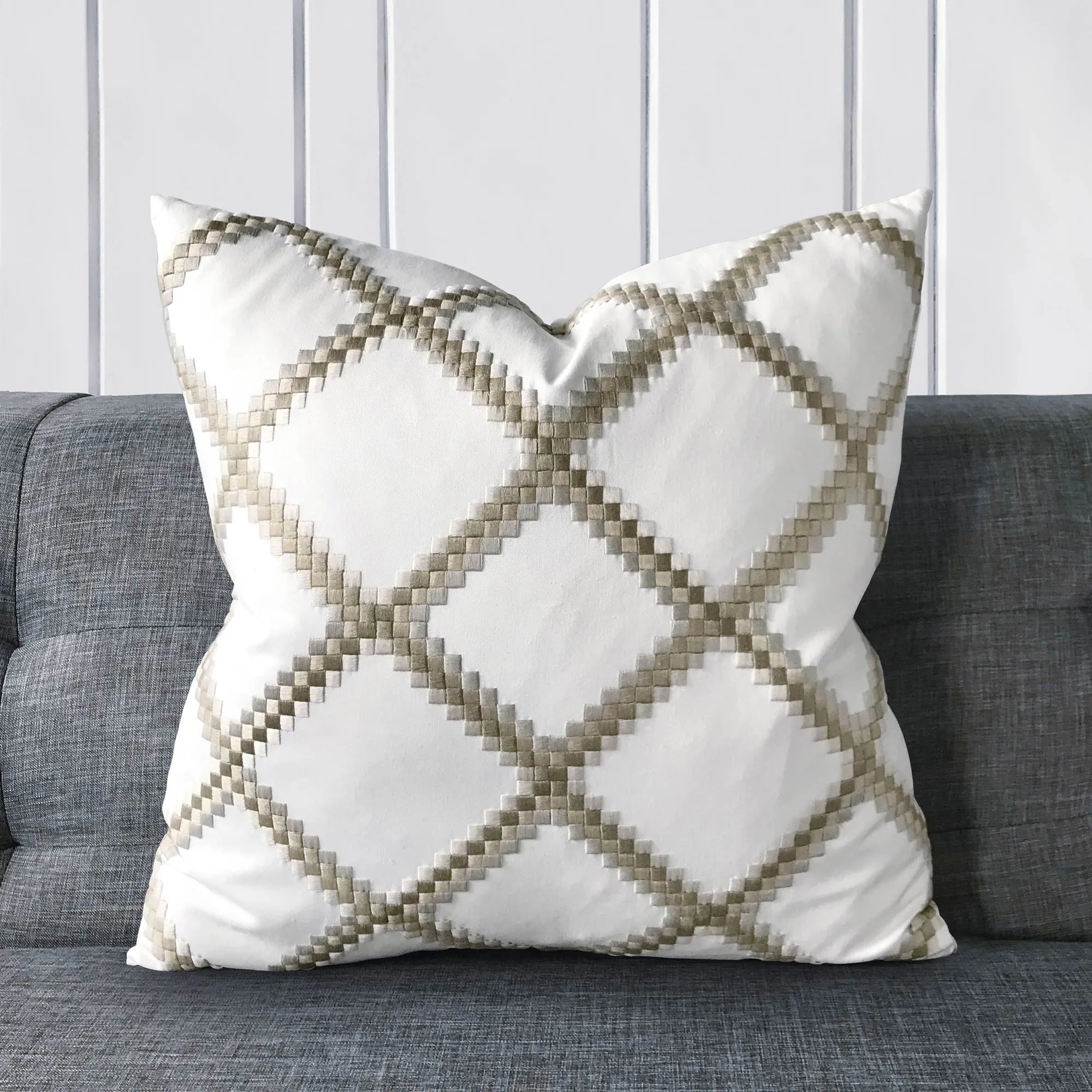 White Basketweave Throw Pillow Cover 22x22