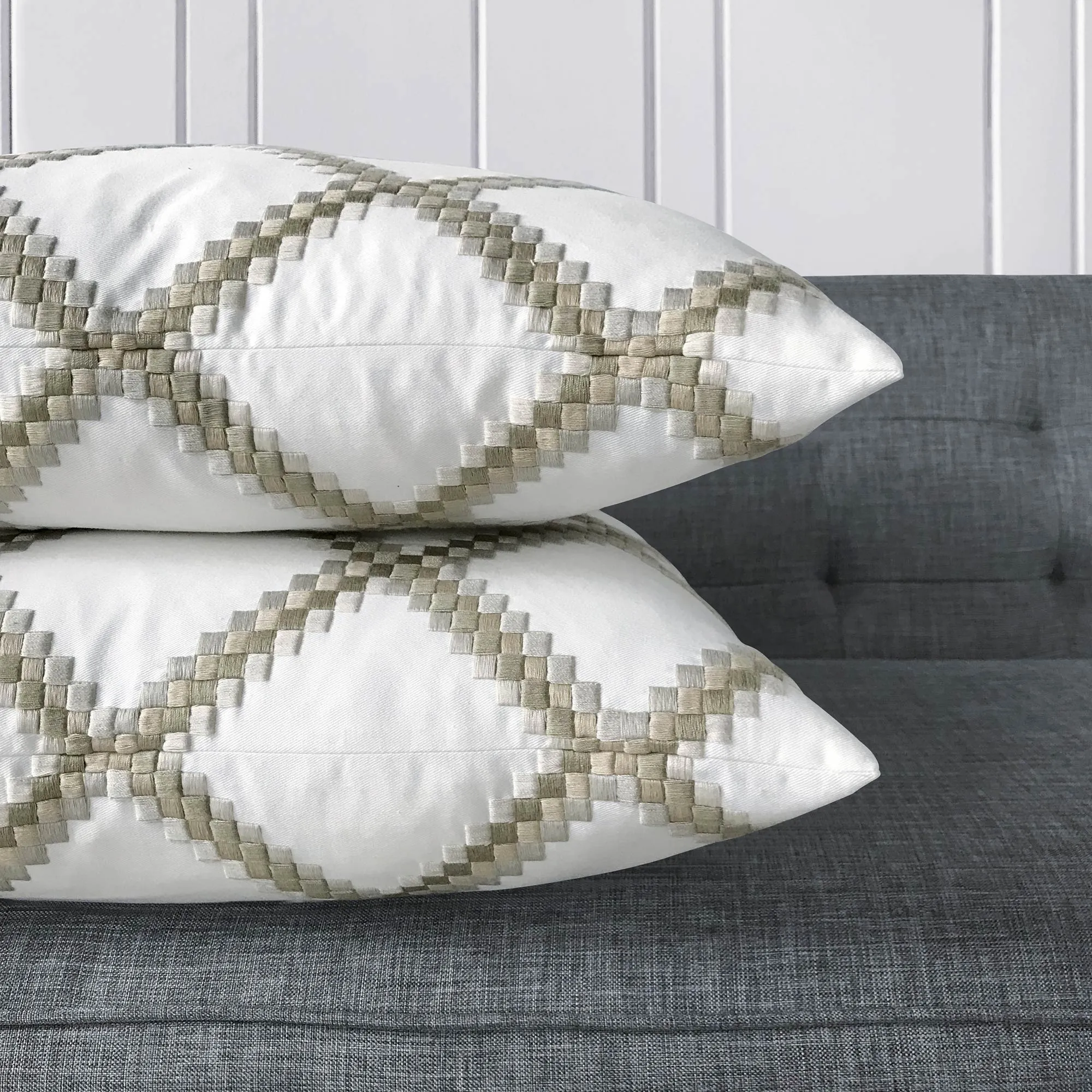 White Basketweave Throw Pillow Cover 22x22