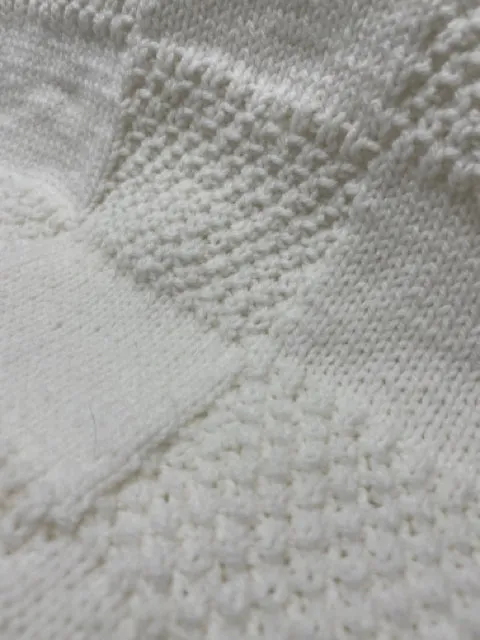 White Checkerboard Acrylic Knit Blanket