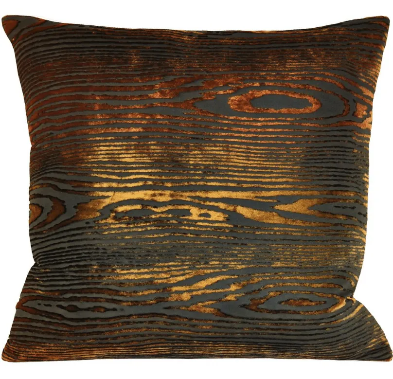 Woodgrain Copper Ivy Velvet Pillows