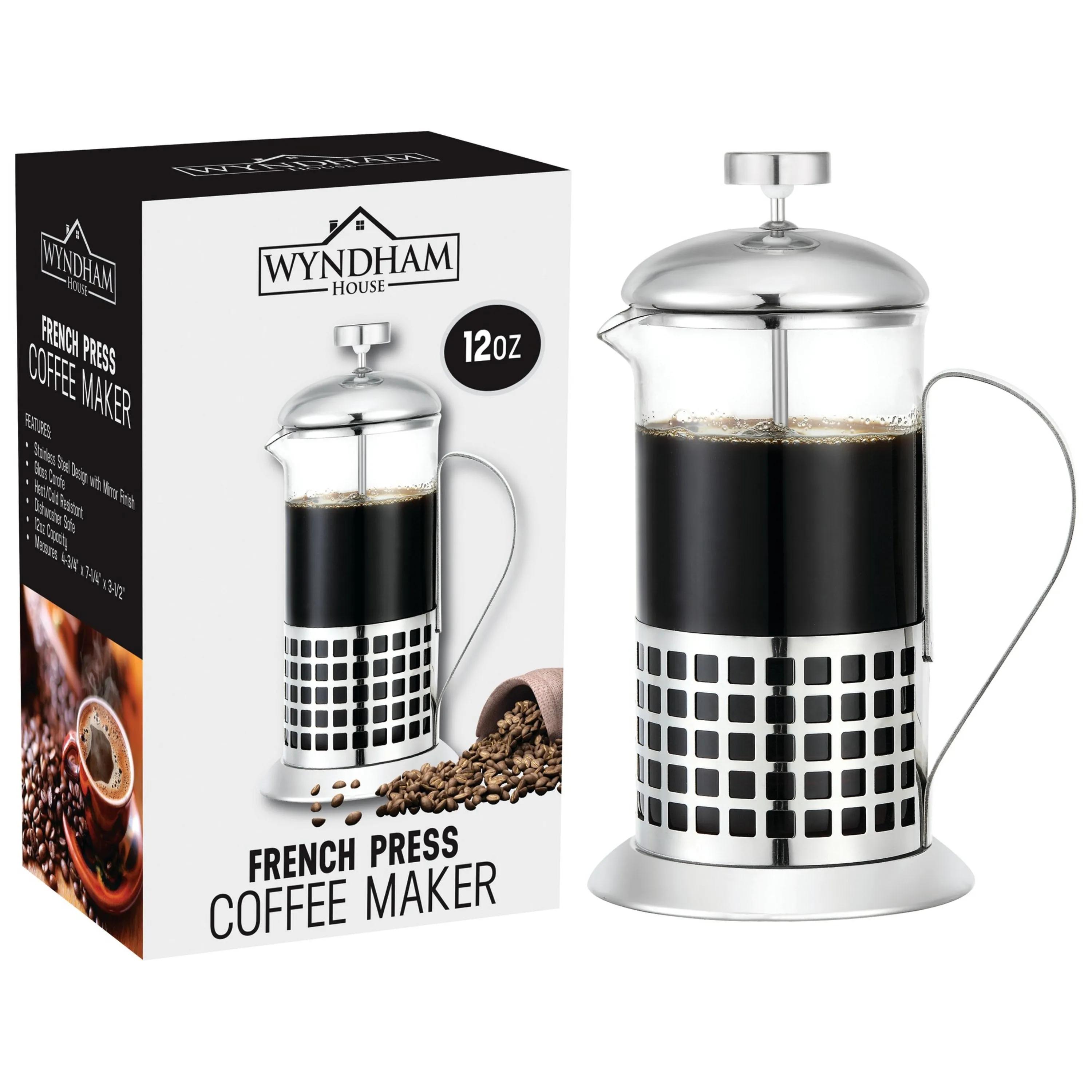 Wyndham House Stainless Steel 12oz French Press Coffee Maker