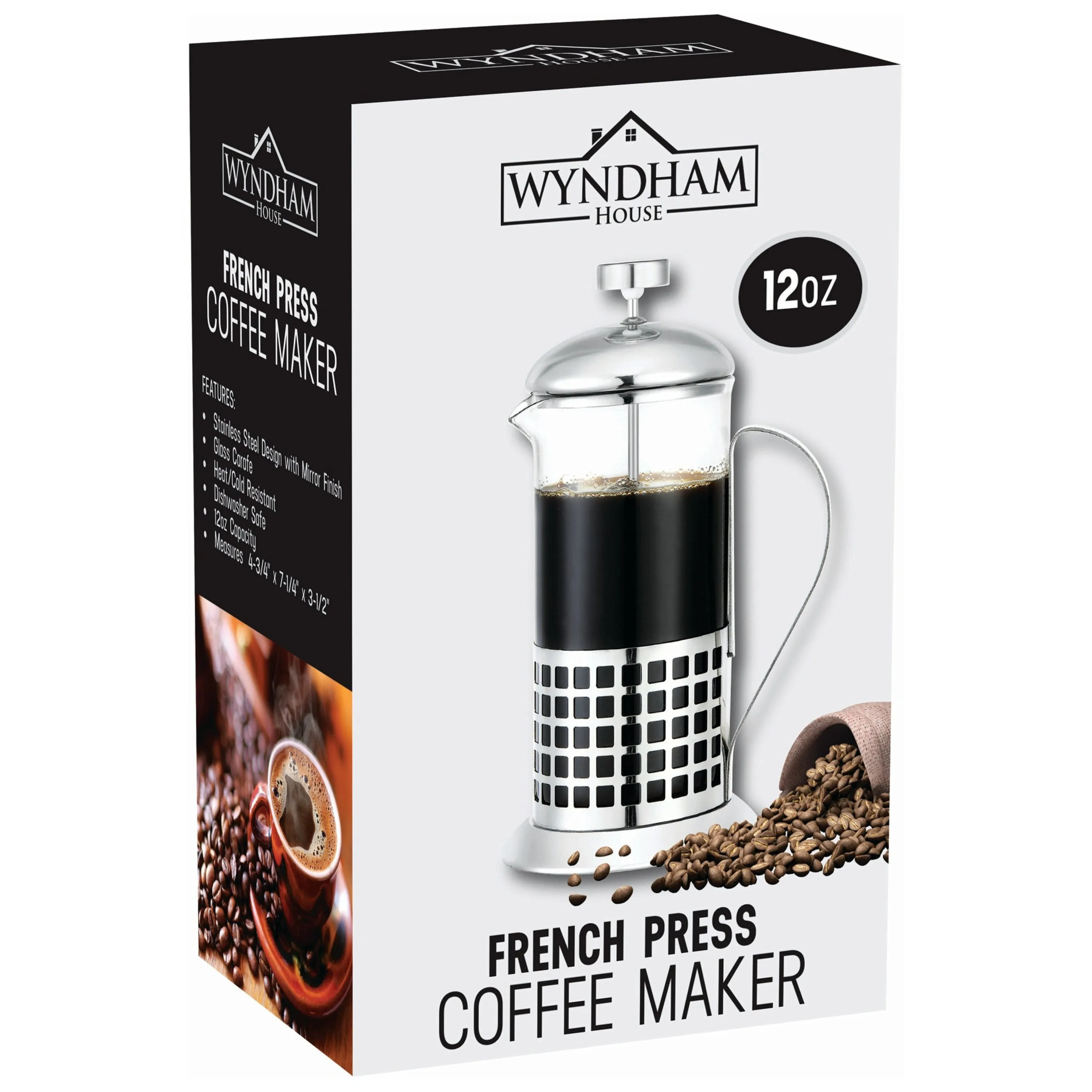 Wyndham House Stainless Steel 12oz French Press Coffee Maker