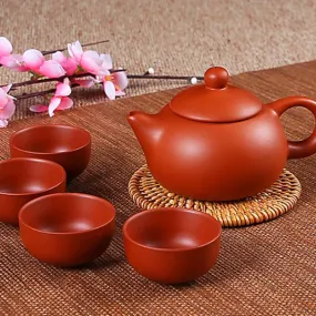 Yixing Kettle Set With 4 Cups Light Brown - The Exceptional Teaware for Tea Lovers