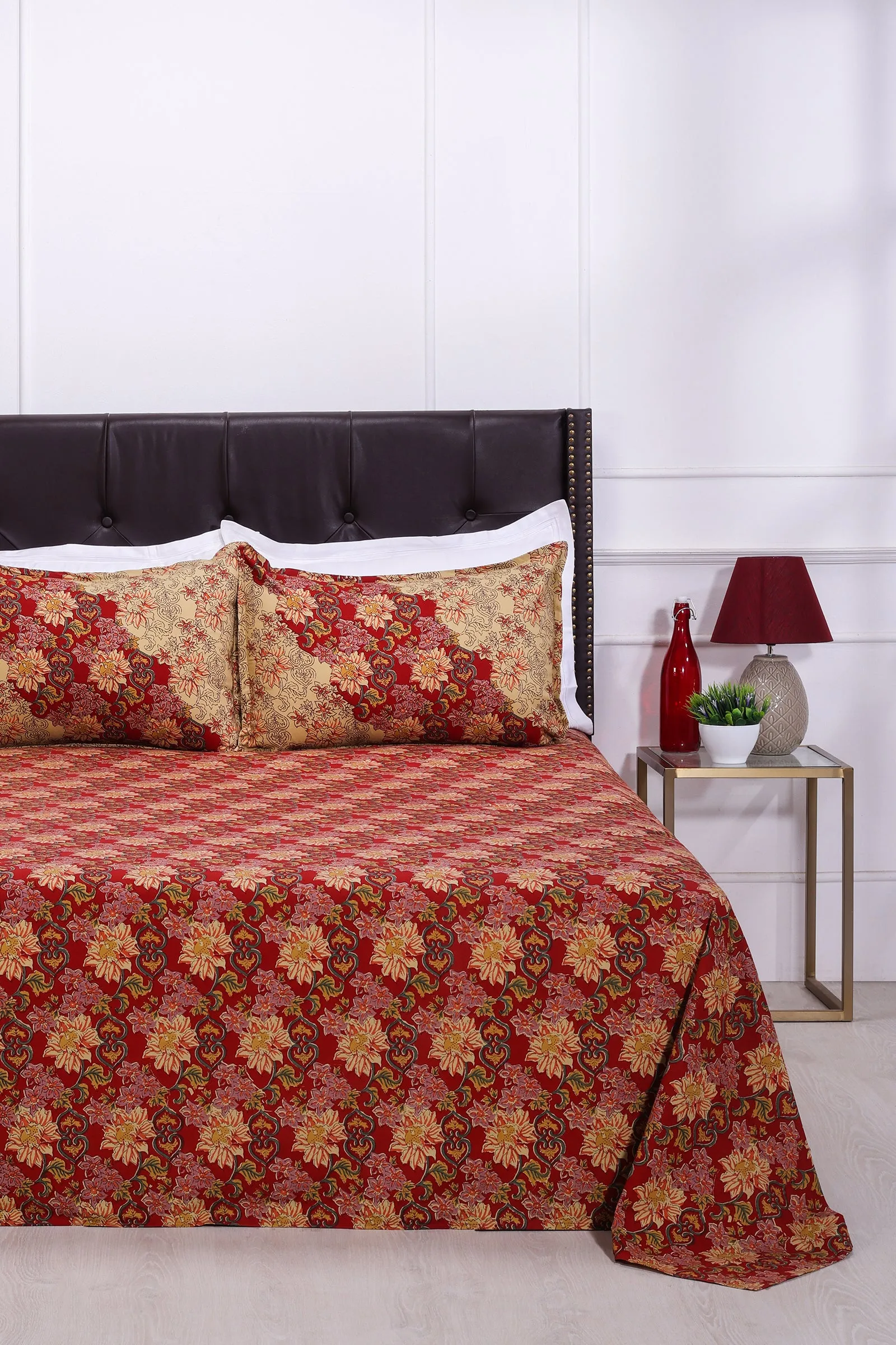 Zara Sunflower Red Cotton  Bedsheet